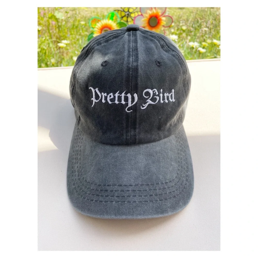 Pretty Bird Grey Stone Washed Cotton Twill Cap - Picture 1 of 13